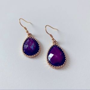 Purple iridescent teardrop faux gemstone earrings